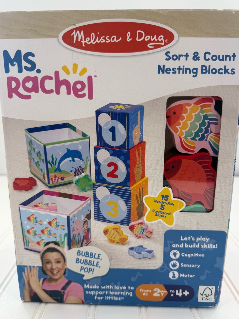 NWT Melissa & Doug Ms. Rachel Sort & Count Nesting Blocks Learning Activity Set